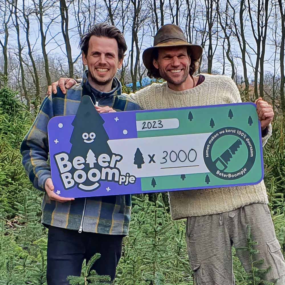 Cheque overhandiging aan een goed doel